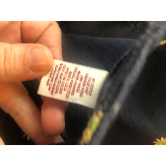 Jm Collection Embroidered Sunflowers Elastic Waist Capri Crop Pants Blue SZ 10 - Picture 5 of 9